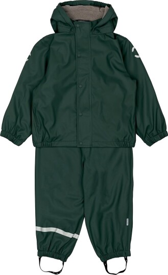 Mikk line Pu Rain Set W. Fleece/Susp. 104 Green 74