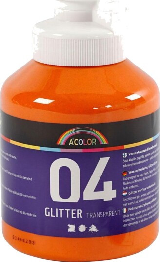 A Color Glitter Akrylmaling 500ml Oransje