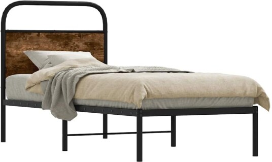 Sengeramme uten madrass røkt eik 80x200 cm konstruert tre 8721158562944