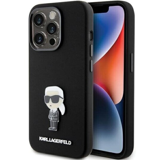 Karl Lagerfeld Ikonik Silikon Deksel for iPhone 15 Pro - Svart