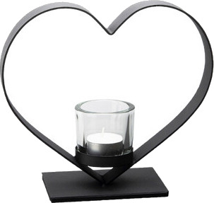 Dorre Heda Lysestake Hjerte 21 cm Svart med Glasskuppel Dorre Heda Lysestake Hjerte 21 cm Svart med Glasskuppel