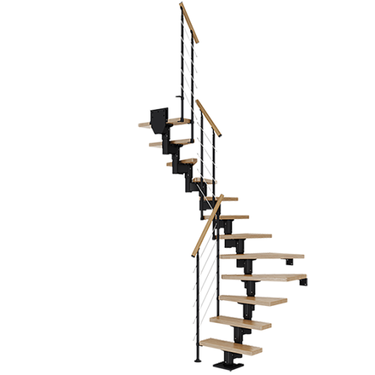 Dolle Dublin U-trapp I Svart -style 6-lakkert Eik-71-15 - Loddret Høyde 296 360 Cm
