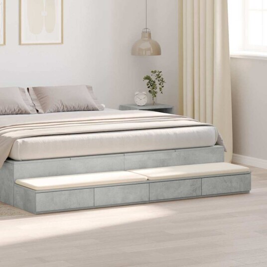  Bedskuffer Betonggrå 180x36,5x16,5 cm Konstruert Tre