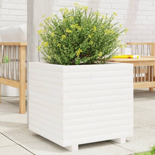  Plantekasse hvit 50x50x49,5 cm heltre furu