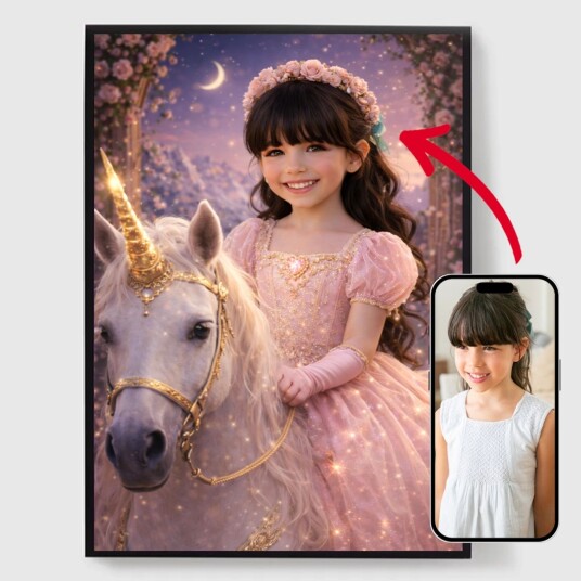 Namly Design Personalisert Plakat Enhjørning Prinsesse AI Plakat POSTERGWGVYS