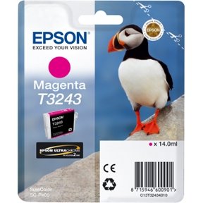 Epson T3243 M blekkpatron - C13T32434010 Original - Magenta 14 ml Epson T3243 M blekkpatron - C13T32434010 Original - Magenta 14 ml