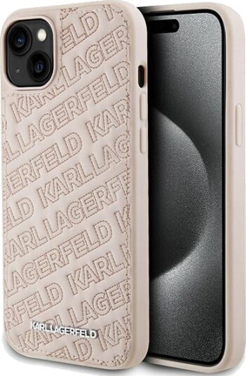 Karl Lagerfeld Quiltet K-Mønster Deksel til iPhone 15 Plus / 14 Plus Rosa