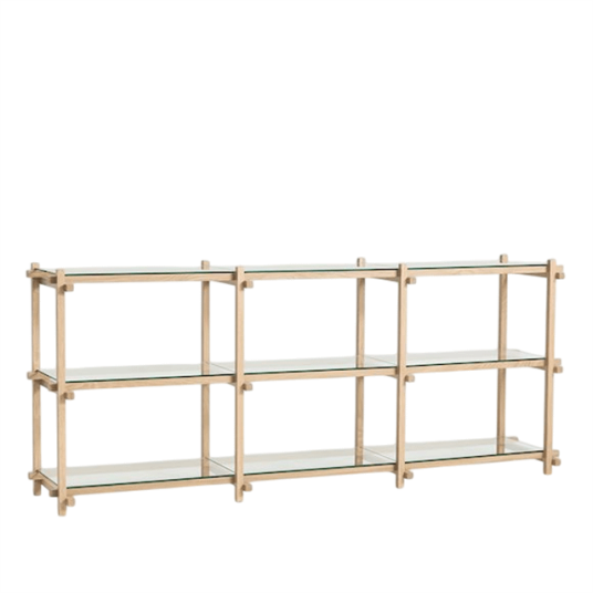 HAY Woody Shelving 2.0 Hylleenhet Lav Mandel Hvit/glass HAY Woody Shelving 2.0 Hylleenhet Lav Mandel Hvit/glass