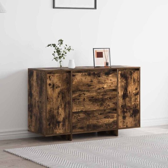Serviesskap med skuff Røkt eik 120 x 41 x 75 cm Konstruert tre Serviesskap med skuff Røkt eik 120 x 41 x 75 cm Konstruert tre