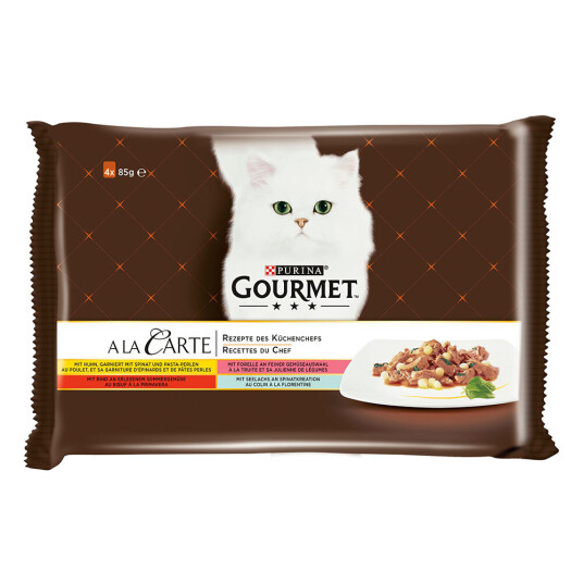 Gourmet Blandet Pakke A La Carte 4 X 85 G Kylling Ørret Okse Sei