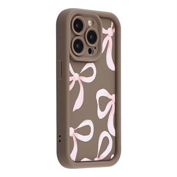 iPhone 15 Pro Max Stilig støtsikkert TPU deksel med forhøyede kanter   Brun / stor sløyfe