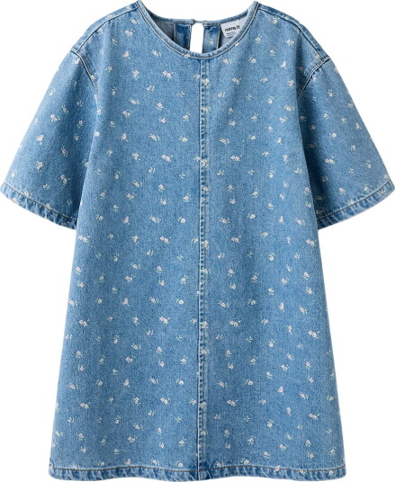 Name It Kjole Denim NkfPsilla Light Blue Denim/Flower AOP Name It 10 år (140) Kjole Blå Lyseblå