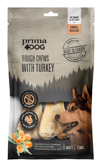 Prima Dog Rough Tyggeben Kalkun 2Pk