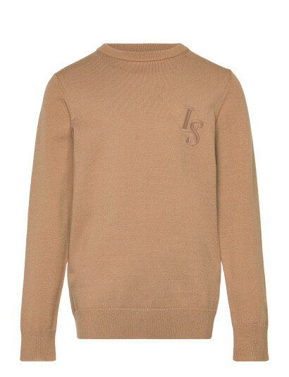 Lyle & Scott L&S Monogram Crew Neck Jumper Brown 170-176