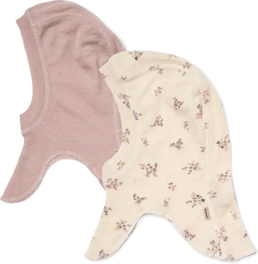 Wheat 2 Wool Balaclava Felix - EGGSHELL FLOWERS - 1-3M