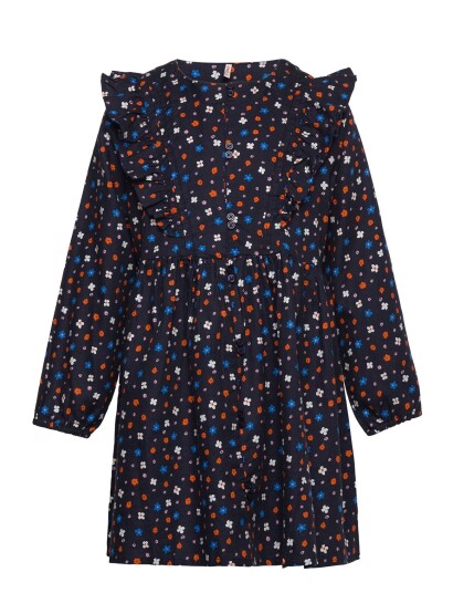 Kids Only Kmgastrid L/S Twill Dress Aop Wvn Navy 128