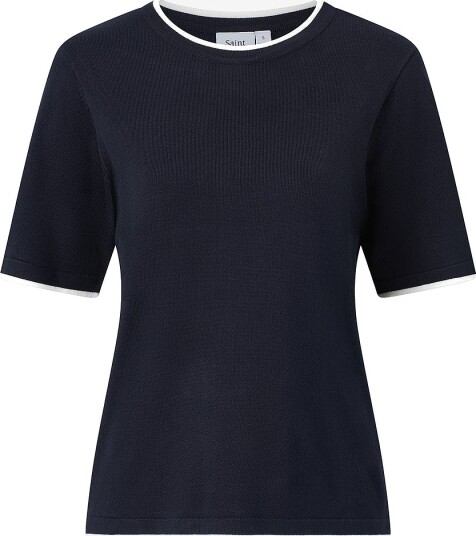 Saint Tropez Genser MilaSZ Contrast Stripe SS Pullover Blå