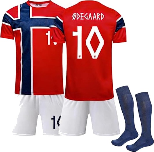 2026 Norge Hjemmedrakt Voksen, Ødegaard Nr.10 Trykt, Fotballdrakt Pustende Hurtigtørkende T-skjorte Kun 26-27 Ødegaard L