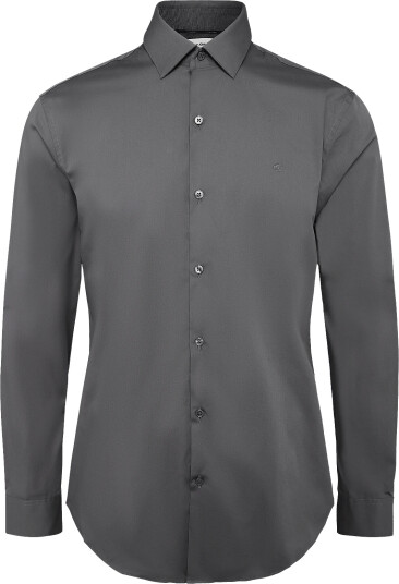 Calvin Klein Slim Esntl Poplin Str Sld Grey 38