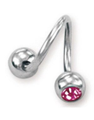 Curve Øyenbrynspiercing med Rosa Stener 1.2 x 8 mm