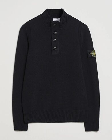 Stone Island Knitted Lambswool Half Button Zip Black Stone Island Knitted Lambswool Half Button Zip Black