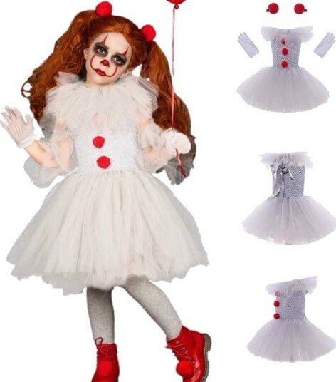 Halloween Klovnekjole til Barn 160 cm