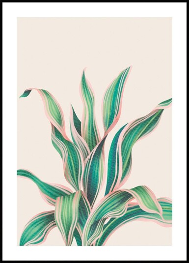 Tropical Green Pink Plant Plakat Plakat / 70x100cm