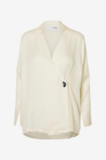 Selected FEMME Bluse slfJolly LS Wrap Top B Hvit Selected FEMME Bluse slfJolly LS Wrap Top B Hvit