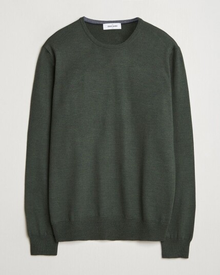 Gran Sasso Merino Fashion Fit Crew Neck Pullover Olive Melange Gran Sasso Merino Fashion Fit Crew Neck Pullover Olive Melange