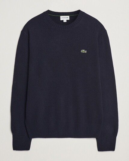 Lacoste Carded Wool Crew Neck Navy