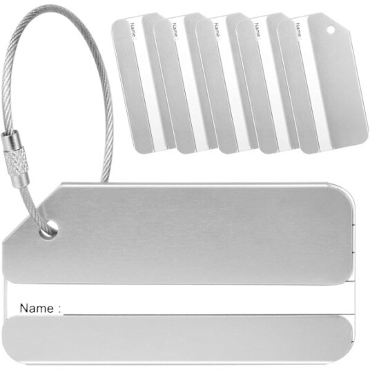 6 stk sølv Fly bagasjelapp i aluminiumlegering koffertlapp wi