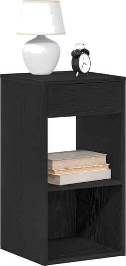  Nattbord med skuff svart eik 35x34x66,5 cm 8721158575944