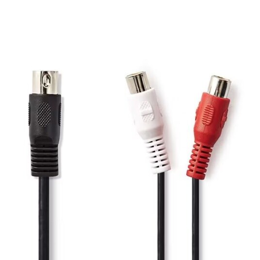 Nedis 20 cm DIN 5-pins Lydkabel 2x RCA Nikkelbelagt Sort Nedis 20 cm DIN 5-pins Lydkabel 2x RCA Nikkelbelagt Sort