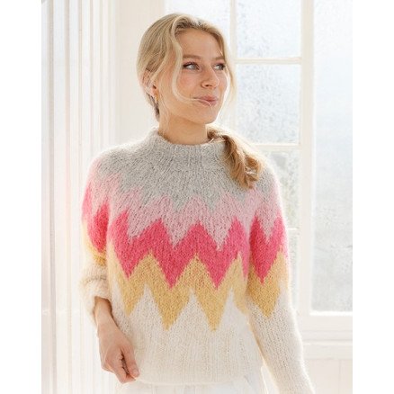Pink Lemonade Sweater by DROPS Design Genser Strikkeoppskrift str S XXXL