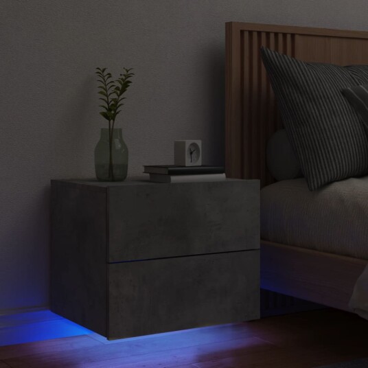  Vegghengt nattbord med LED-lys betonggrå 8721012254022