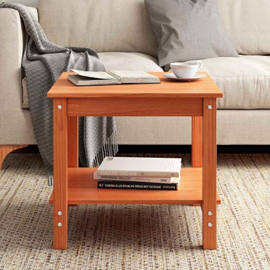 vidaXL Kaffebord Voksbrun 50 x 50 x 45 cm Heltre furu