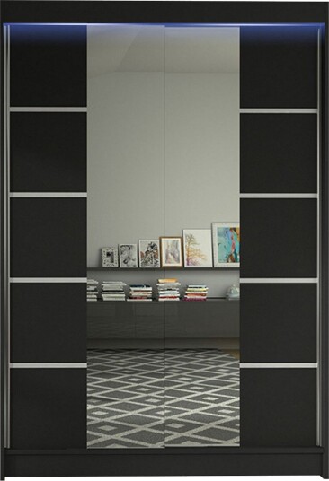 Liverpool Garderobe med Speil 120x200 cm - Svart