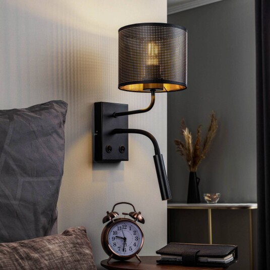 Luminex Vegglampe Jovin 1 lyskilde med spot svart/gull