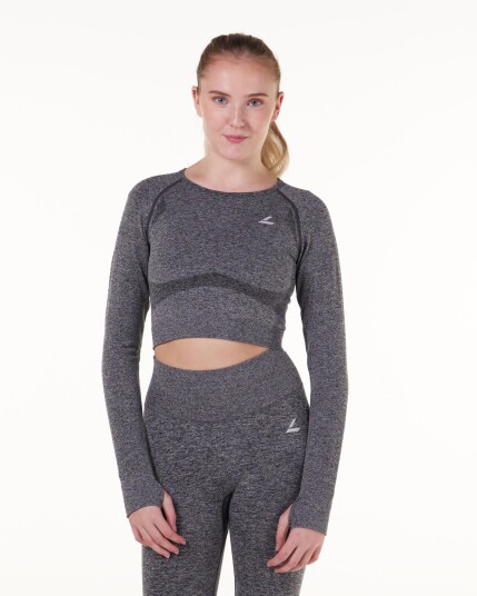 LEVITY Solar Seamless Cropped LS Grey Marl - L LEVITY Solar Seamless Cropped LS Grey Marl - L