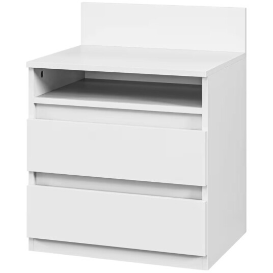 Northio Sett med 2 nattbord skuffer sidebord hylle til soverom stue ca 40 x 32 50 cm hvit