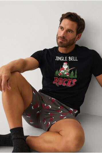 Ellos Collection - Pysjsett med julemotiv - Svart