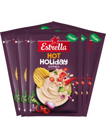 18 stk Hot Holiday Dipmix 26 g   HET Paprika  og Løksmak   Hel Eske 432 gram