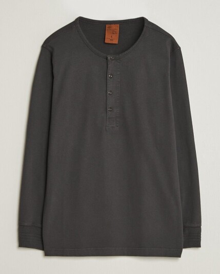 Nudie Jeans Ls Henley Washed Antracite   Grey   S