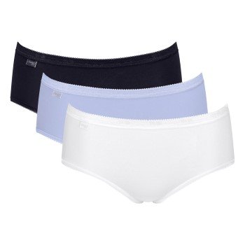 Sloggi Truser 3P Basic Plus Midi Colored Lysblå/Hvit bomull 42 Dame Sloggi Truser 3P Basic Plus Midi Colored Lysblå/Hvit bomull 42 Dame