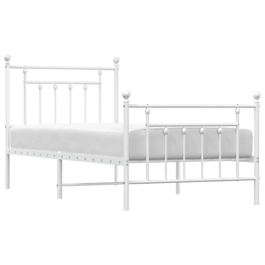 vidaXL Sengeramme i metall med hode- og fotgavl hvit 80x200 cm 8720845883751