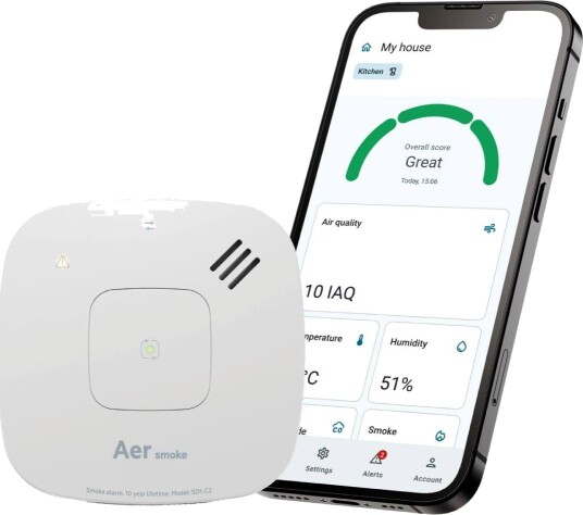 4G / GSM Røykvarsler med luftkvalitetsmåler og app