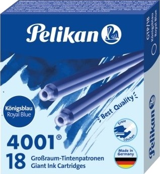 Pelikan 4001, Blå, Fontenepenn, 18 Stykker, Boks, Tyskland