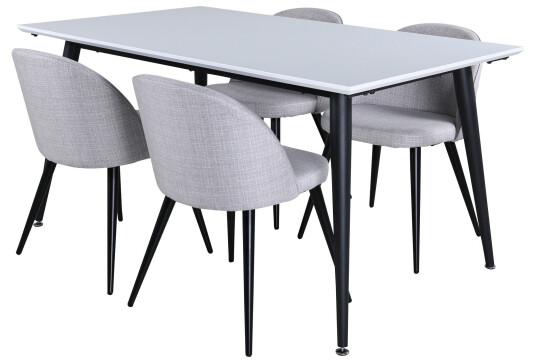 Venture Home Jimmy Matgruppe 150 cm Rektangulær med 4 Velvet Stoler Svart