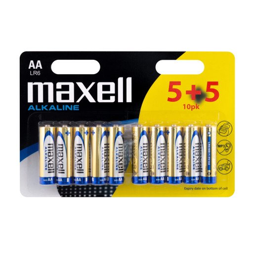 Maxell Alkalisk AA Batterier 10-pakning - 1,5 V, Egnet for Ficklamper, Fjernkontroller og Klokker