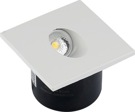 V Tac 3W kvadratisk LED innfellingsspot til trapper   4000K 270lm hull: 62mm mål: 80x80mm   Kulør : Nøytral